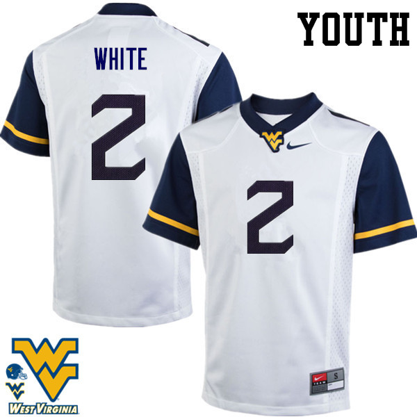 Youth #2 KaRaun White West Virginia Mountaineers College Football Jerseys-White